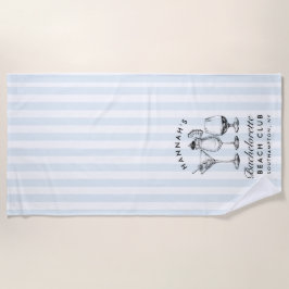Bachelorette Blau & Zwarte Retro Moderne Strandhan Strandlaken