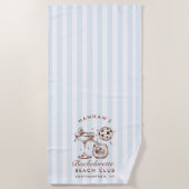 Bachelorette Blauw & Bruin Retro Moderne Strandlak Strandlaken (Voorkant)