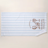 Bachelorette Blauw & Bruin Retro Moderne Strandlak Strandlaken (Voorkant)