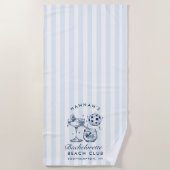 Bachelorette Blauw & Grijs Retro Moderne Strandlak Strandlaken (Voorkant)