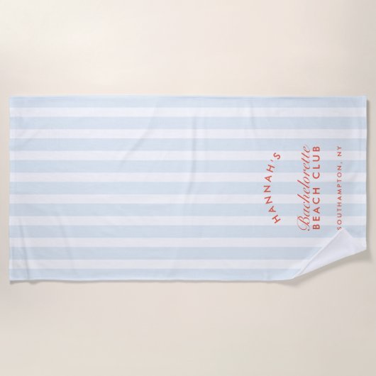 Bachelorette Blauw & Rood Retro Modern Strandlaken (Voorkant)