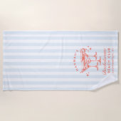 Bachelorette Blauw & Rood Retro Moderne Strandlake Strandlaken (Voorkant)