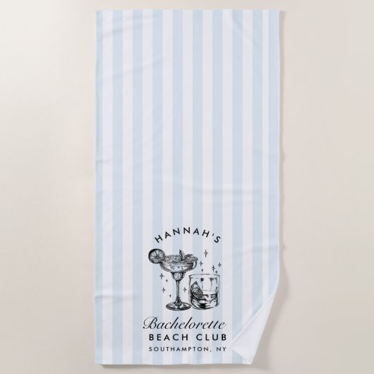 Bachelorette Blauw & Zwart Retro Moderne Strandlak Strandlaken (Voorkant)