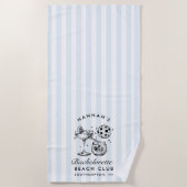 Bachelorette Blauw & Zwart Retro Moderne Strandlak Strandlaken (Voorkant)