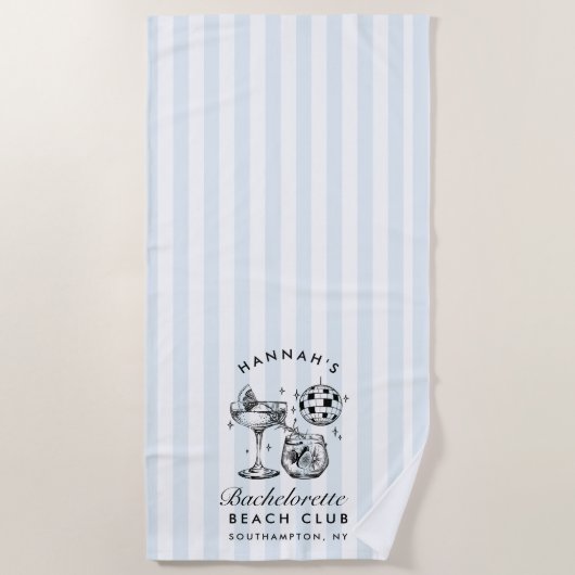 Bachelorette Blauw & Zwart Retro Moderne Strandlak Strandlaken (Voorkant)