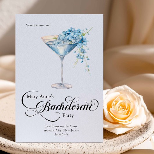 Bachelorette Blauwe Bloemen Cocktail Meisjes Trip Kaart