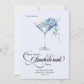 Bachelorette Blauwe Bloemen Cocktail Meisjes Trip Kaart (Voorkant)