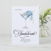 Bachelorette Blauwe Bloemen Cocktail Meisjes Trip Kaart (Staand voorkant)
