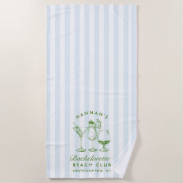 Bachelorette blauwe en groene retro moderne strand strandlaken