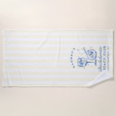 Bachelorette Blauwe & Gele Moderne Strandhanddoek Strandlaken (Voorkant)