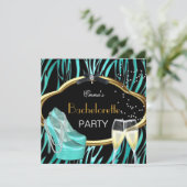 Bachelorette Blauwgroen Blauwe Zwarte Zebra Kaart (Staand voorkant)