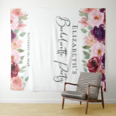 Bachelorette Bloemenaquarel Burgundy Blush Wandkleed (In Situ (horizontaal))