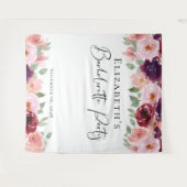 Bachelorette Bloemenaquarel Burgundy Blush Wandkleed (Voorkant (horizontaal))