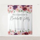 Bachelorette Bloemenaquarel Burgundy Blush Wandkleed (Voorkant)