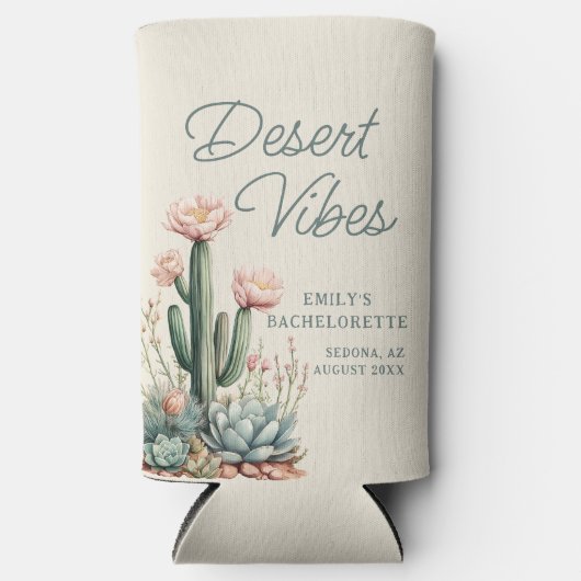 Bachelorette Blooming Cactus Succulent Desert Vibe Seltzer Blikjeskoeler (Voorkant)
