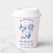 Bachelorette Blue Disco Cocktail Blauw & Roze Papieren Bekers (Achterkant)