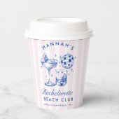 Bachelorette Blue Disco Cocktail Blauw & Roze Papieren Bekers (Voorkant)