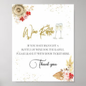 Bachelorette Boho Cocktail Wijn Raffle Game Sign Poster (Voorkant)