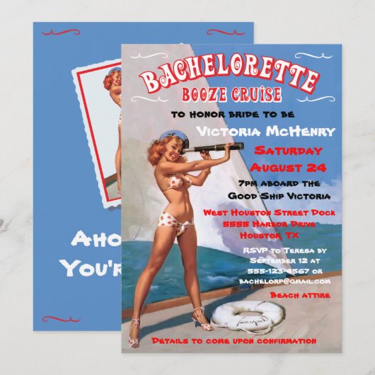 Bachelorette Booze Cruise Party Uitnodigingen (Voorkant / Achterkant)