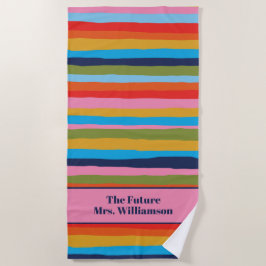 Bachelorette Bridal Gift Colorful Serrate Stripes Strandlaken