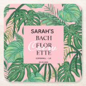 Bachelorette Bridal Partij Tropisch Palm Roze Kartonnen Onderzetters (Voorkant)
