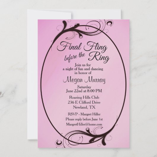 Bachelorette Bride voor partijuitnodiging Kaart (Achterkant)