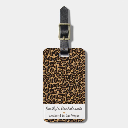 Bachelorette Bruid Boujee Trendy Luipaard Print Bagagelabel (Voorkant verticaal)