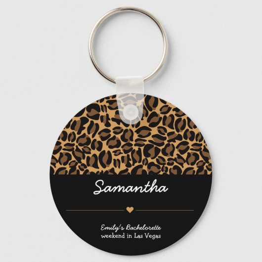 Bachelorette Bruid Boujee Trendy Luipaard Print Sleutelhanger (Voorkant)