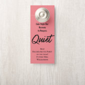 Bachelorette Bruid Party Rustig Teken Roze Zwart Deurhanger (Op knop)