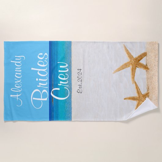 Bachelorette bruid zeester in zand bruiloft strandlaken (Voorkant)