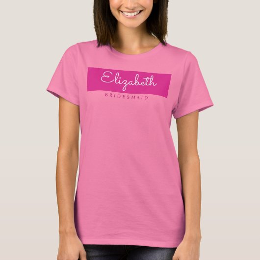 Bachelorette bruidsmeisje vrouwen moderne roze naa t-shirt (Voorkant)