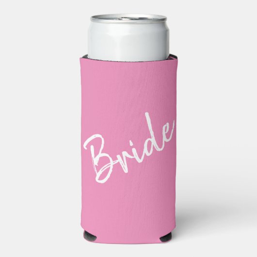 Bachelorette/bruiloft - Roze en wit - bruid - Seltzer Blikjeskoeler (Seltzer Voorkant)