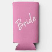 Bachelorette/bruiloft - Roze en wit - bruid - Seltzer Blikjeskoeler (Achterkant)