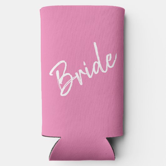 Bachelorette/bruiloft - Roze en wit - bruid - Seltzer Blikjeskoeler (Achterkant)