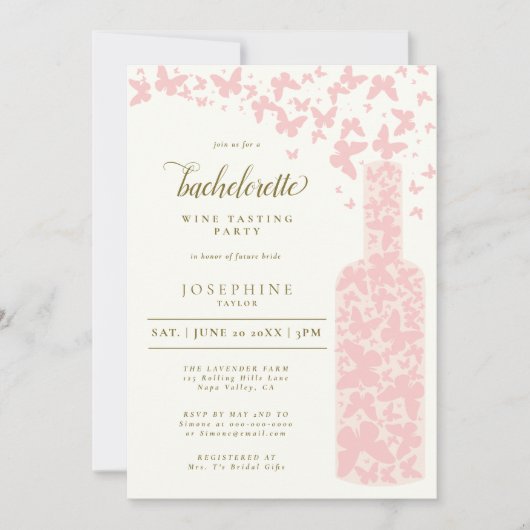 Bachelorette, Butterflies Blush Kaart (Voorkant)