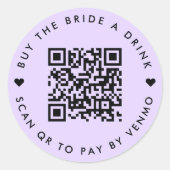 Bachelorette Buy The Bride A Drink Purple QR Code Ronde Sticker (Voorkant)