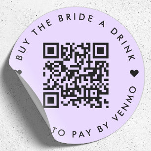 Bachelorette Buy The Bride A Drink Purple QR Code Ronde Sticker