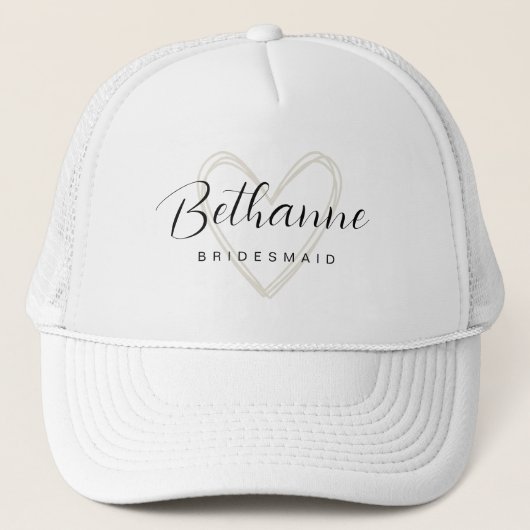 Bachelorette cadeau minimalistische bruidsmeisje trucker pet (Voorkant)