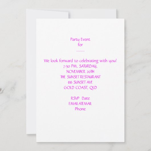 Bachelorette: Champagne roze Kaart (Achterkant)