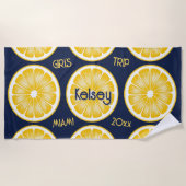 Bachelorette Citroenschijf Marine Gele Strandhandd Strandlaken (Voorkant)