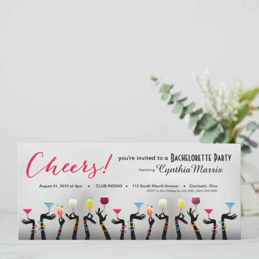Bachelorette Cocktail Kaart (Staand voorkant)