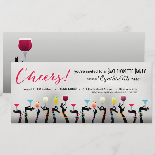 Bachelorette Cocktail Kaart (Voorkant / Achterkant)