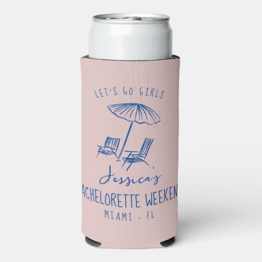 Bachelorette coozie aangepaste naam fancy hand get (Seltzer Achterkant)