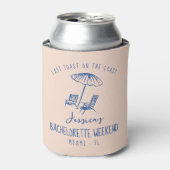 Bachelorette coozie aangepaste naam kust laatste t (Blikje Voorkant)