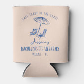 Bachelorette coozie aangepaste naam kust laatste t (Voorkant)