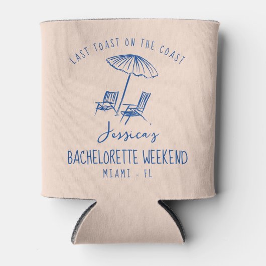 Bachelorette coozie aangepaste naam kust laatste t (Voorkant)