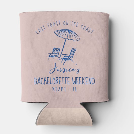 Bachelorette coozie aangepaste naam kust laatste t (Achterkant)