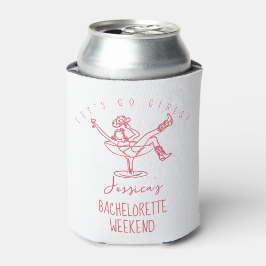 Bachelorette coozie aangepaste naam laatste rodeo  (Blikje Voorkant)