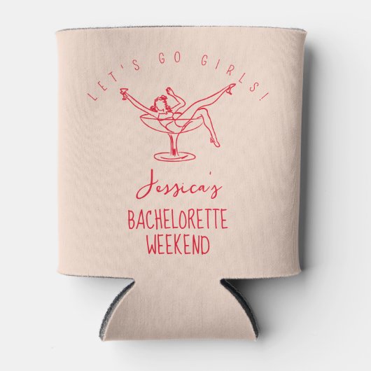 Bachelorette coozie aangepaste naam meisje in glas (Voorkant)