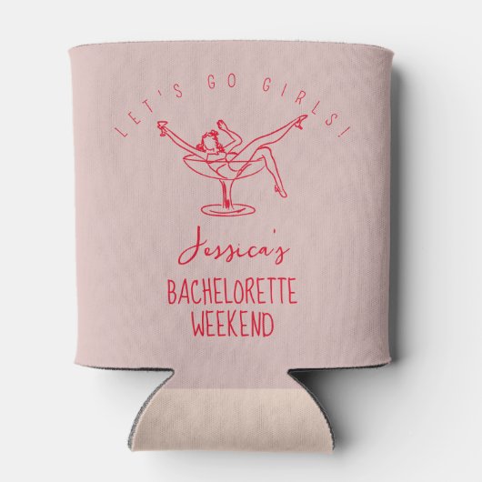 Bachelorette coozie aangepaste naam meisje in glas (Achterkant)